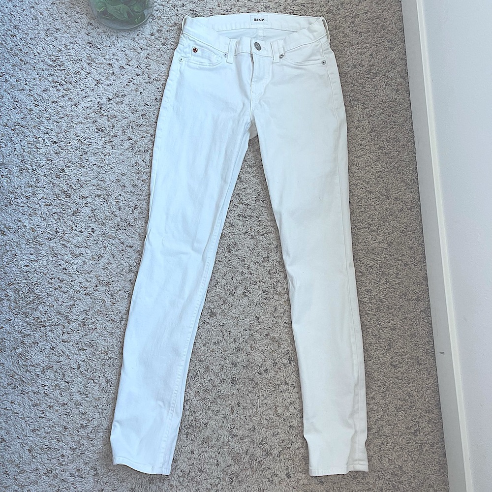 Hudson white fitted jeans.